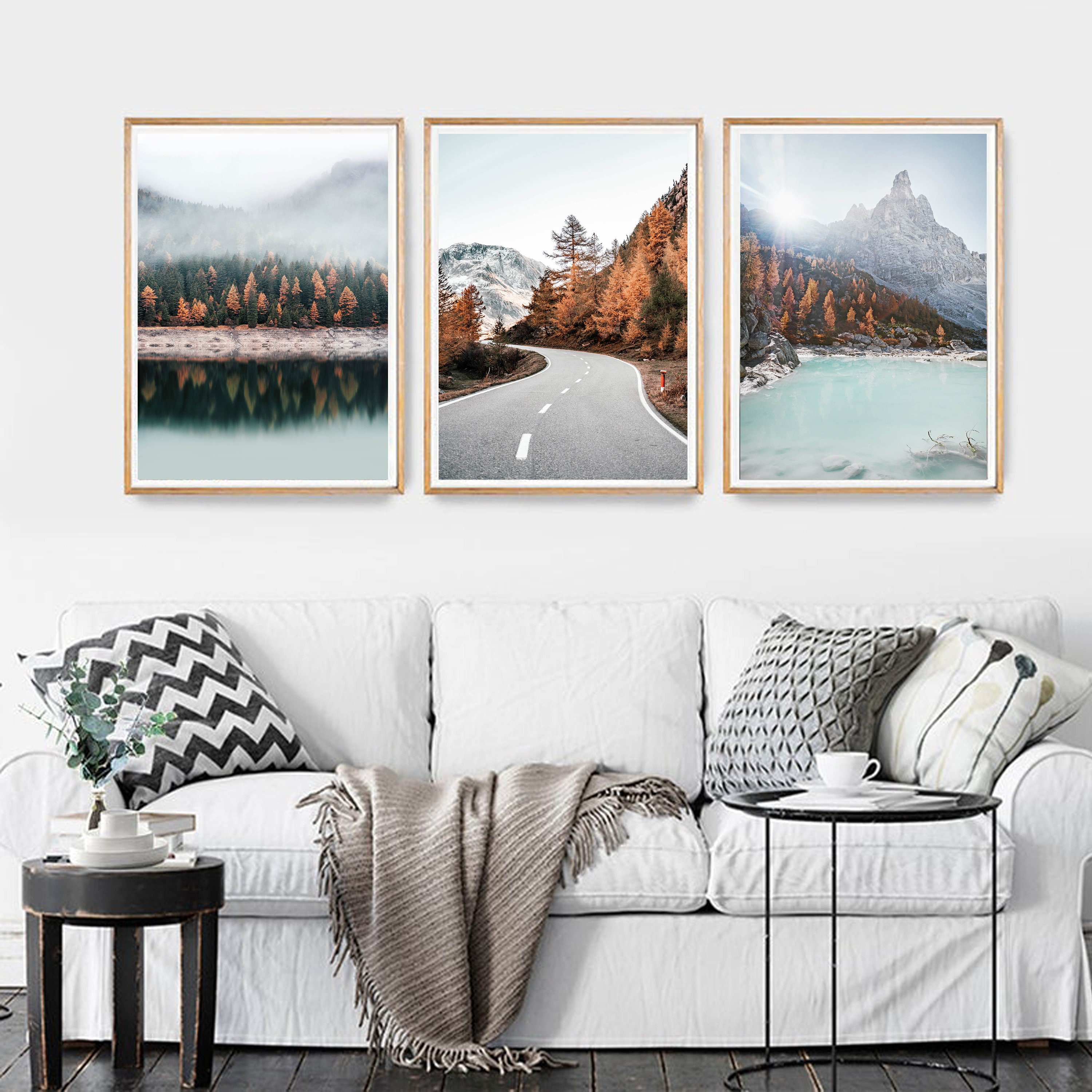 Nature 3 Piece Wall Art Mountains Print Autumn Forest Art Fall | Etsy