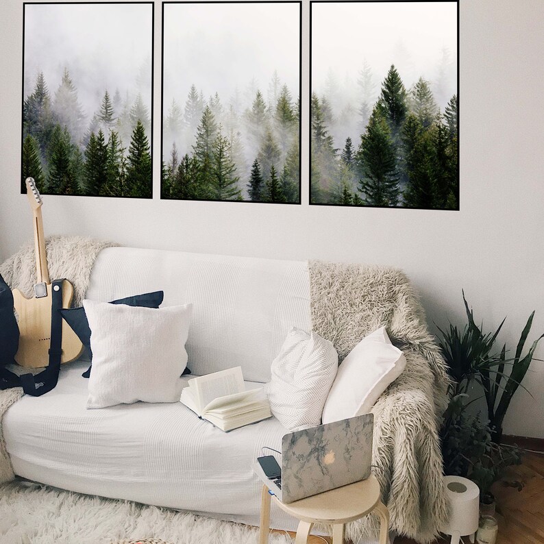 Forest 3 Piece Wall Art Misty Forest Gallery Wall Set | Etsy