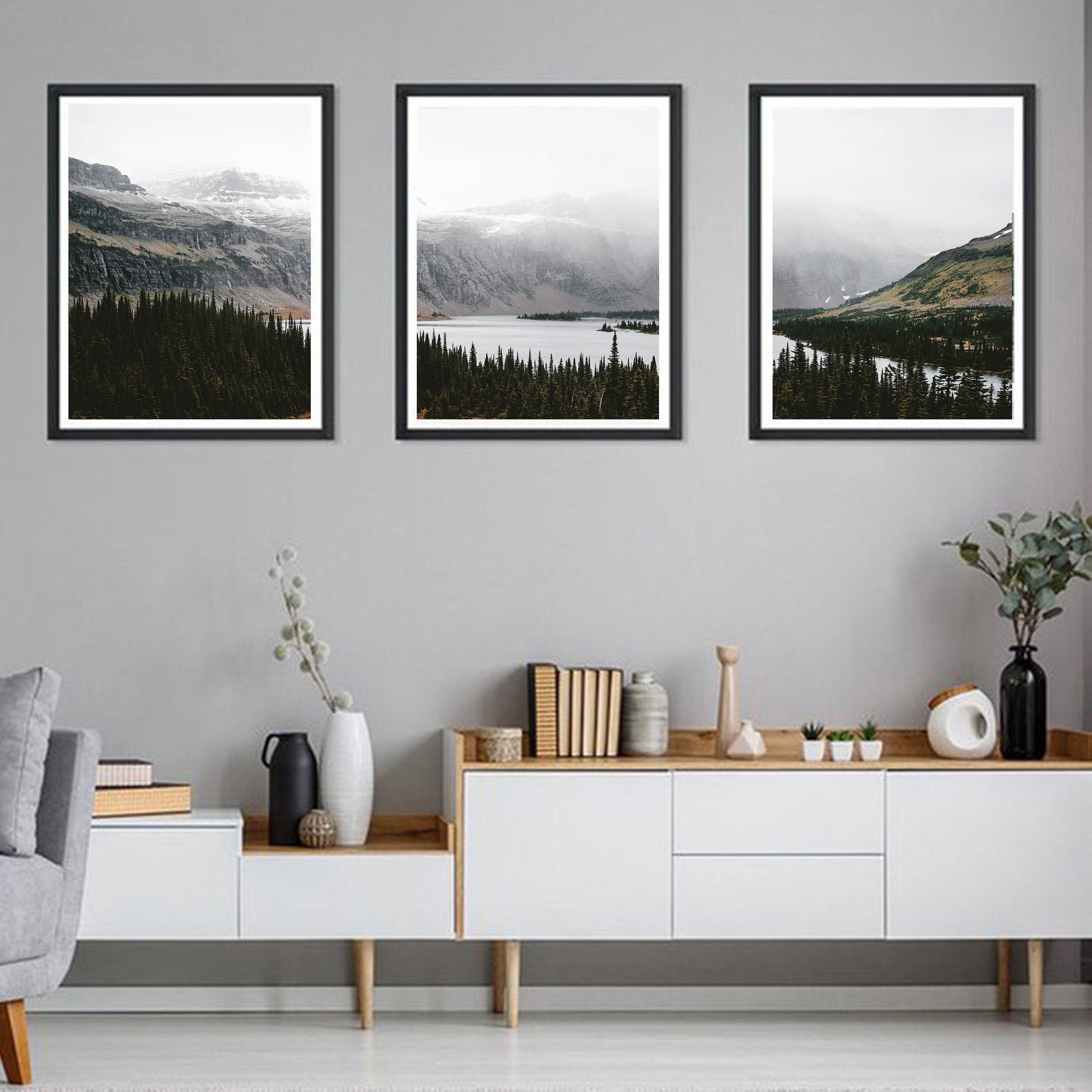 3 Piece Wall Art Mountains Print Glacier National Park Gallery | Etsy