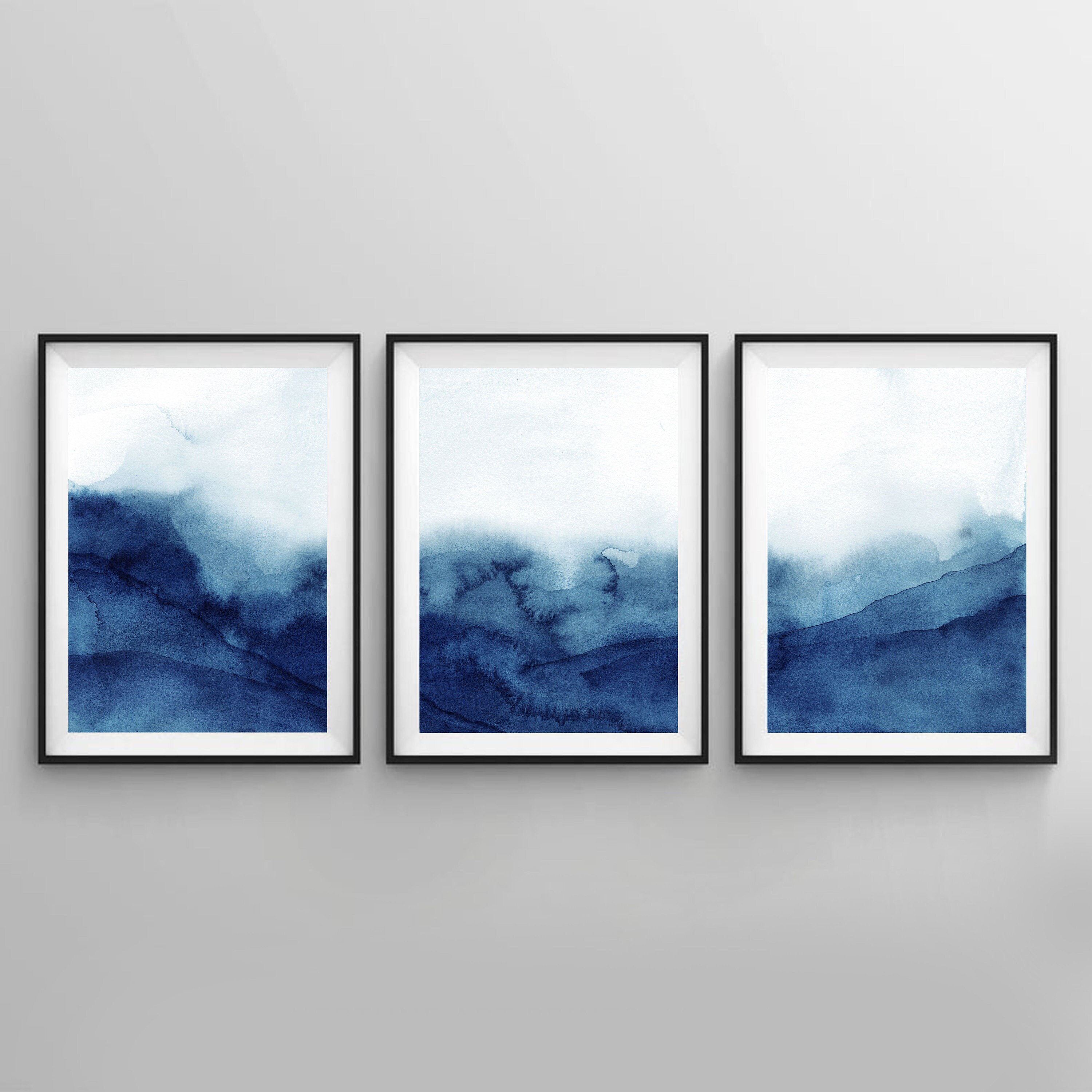 3 Piece Wall Art Ocean Canvas Watercolor Print Gallery Wall | Etsy