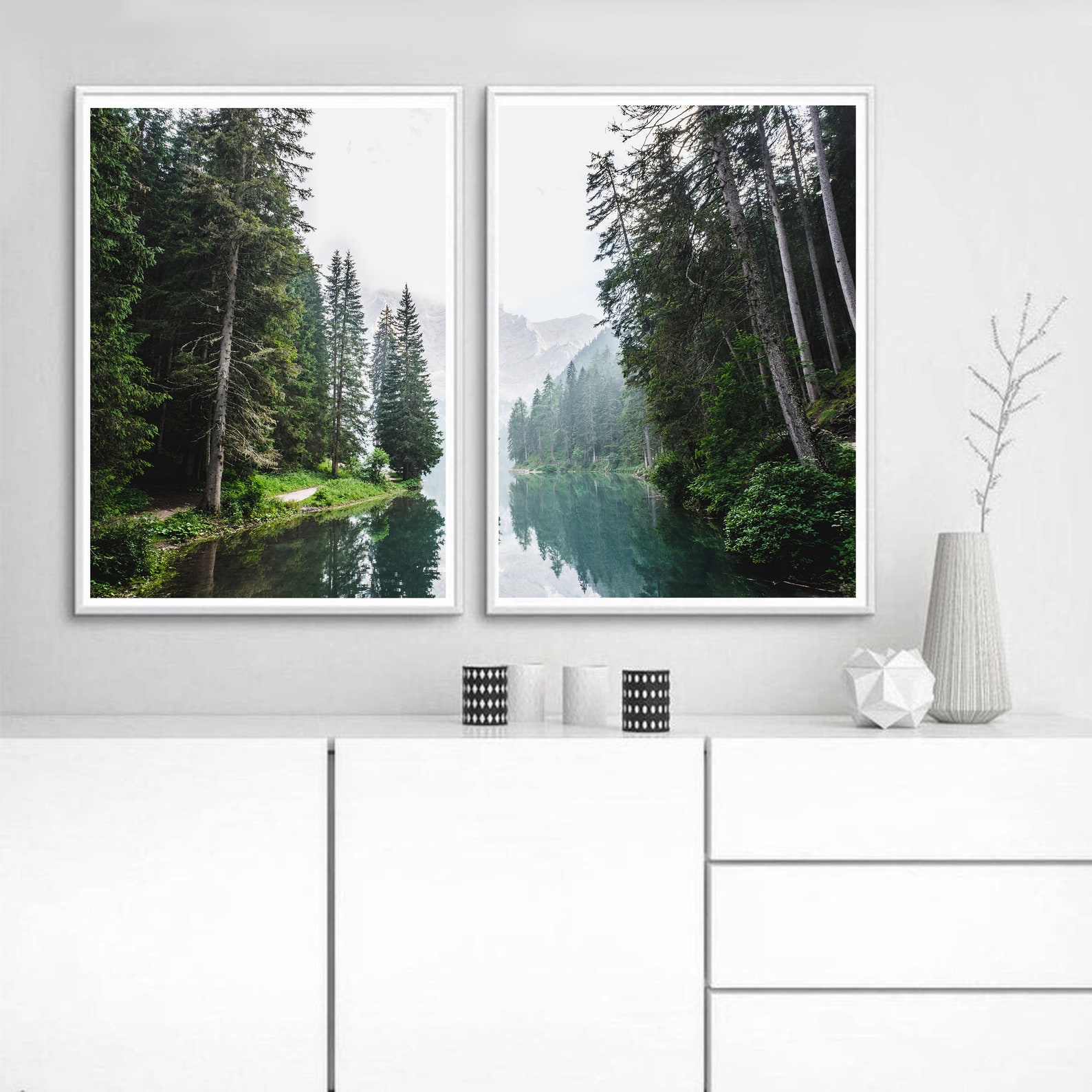Nature Extra Large Set of 2 Two Prints 24x36 Print Emerald - Etsy