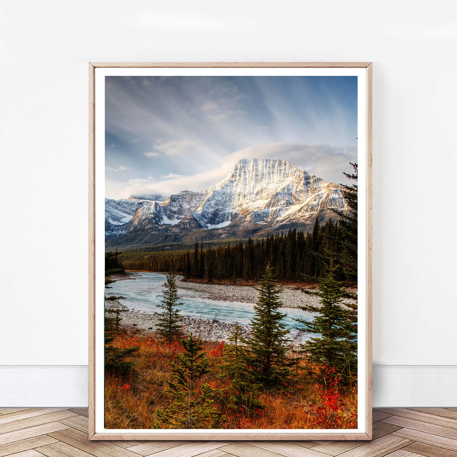Misty Mountain Wall Art Digital Print Autumn Tree Large Wall Etsy