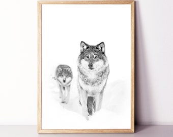 Wolf Print Wolf Wall Art Woodland Animal Print Wolf Pack Wolf Photography Winter Poster Woodland Animal Print Hunting Wall Art Wolves Poster