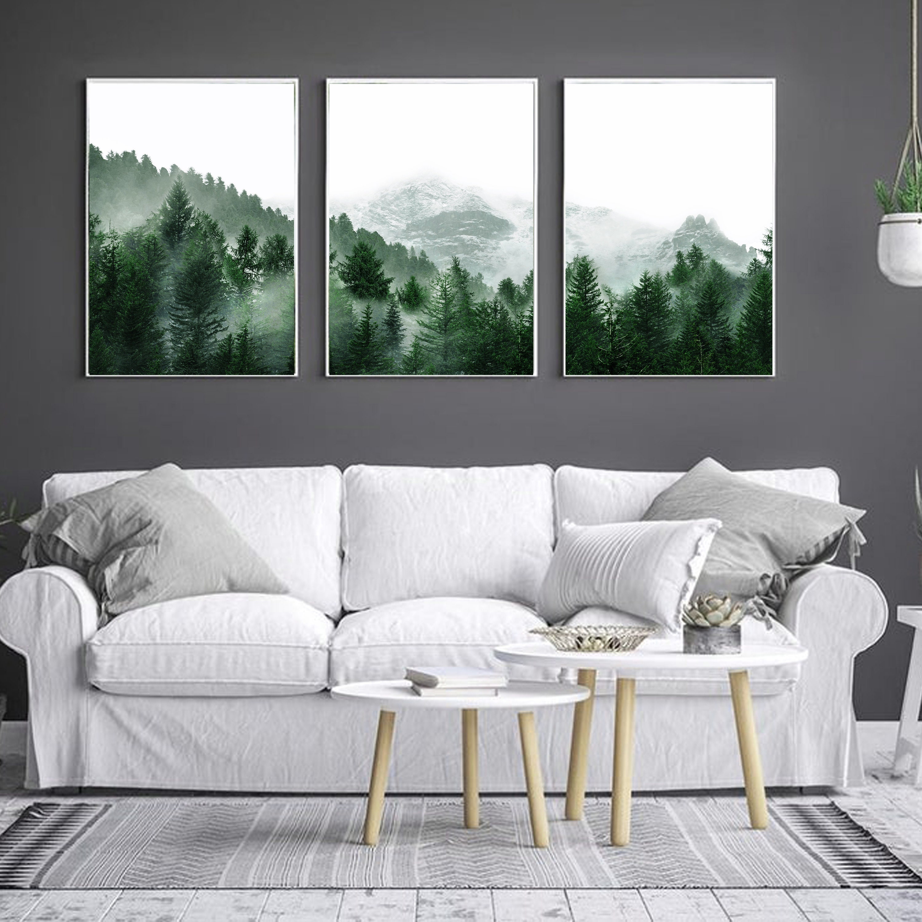 Canvas Wall Art Decor - 12x24 3 Piece Set, 24x36 Total - Forest