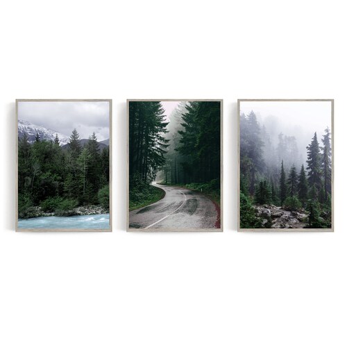 Forest 3 Piece Wall Art Misty Forest Gallery Wall Set - Etsy