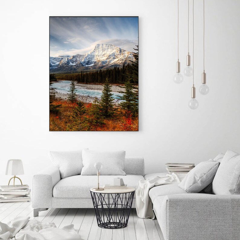 Misty Mountain Wall Art Digital Print Autumn Tree Large Wall Etsy