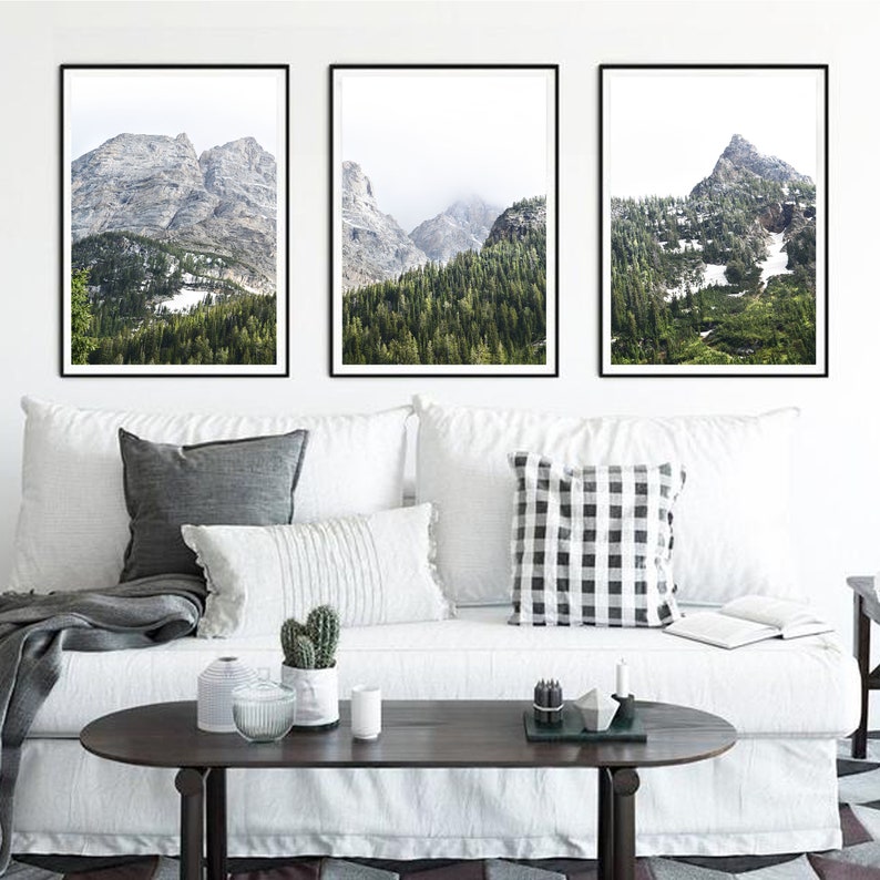 Mountain Canvas 3 Piece Wall Art Mountains Print Triptych Etsy