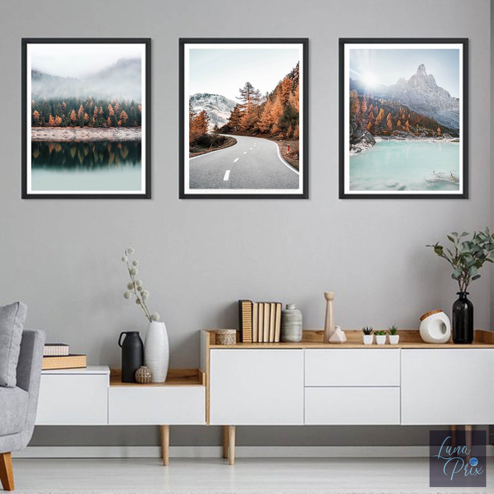 3 Piece Wall Art Autumn Print Lake Nature Wall Art 24x36 Print | Etsy