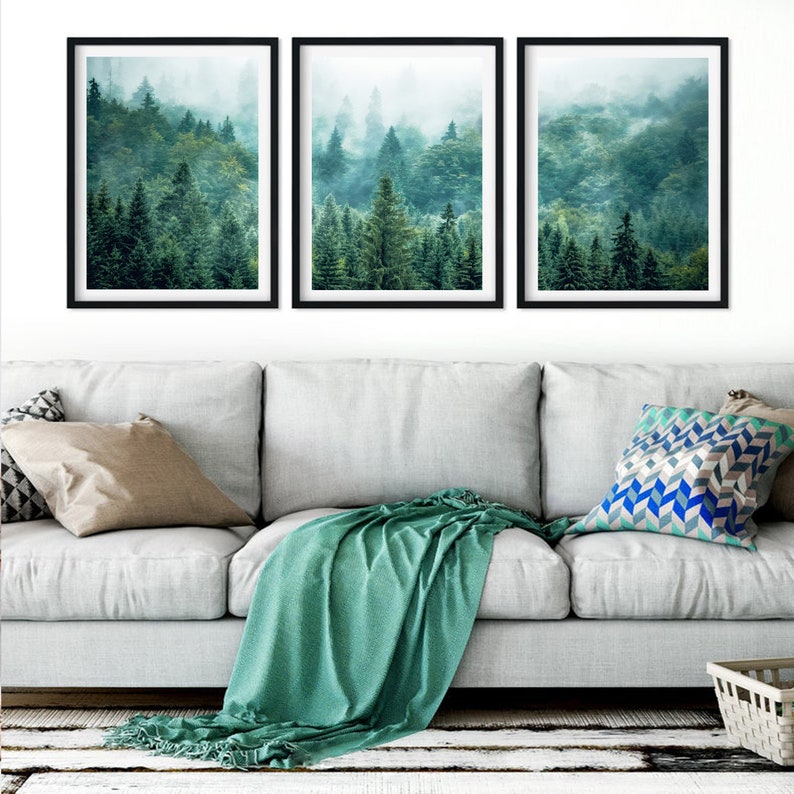 3 Piece Wall Art Green Forest Canvas Nature Wall Art Forest Etsy