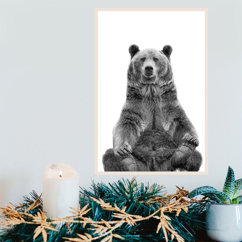 Grizzly Bear Wall Art Digital Print Woodland Nursery Decor Etsy France