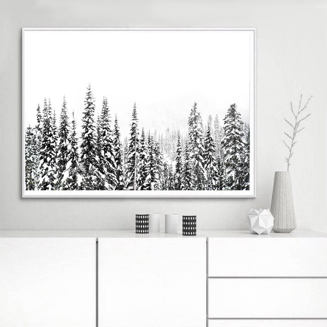 Forest Wall Art Christmas Tree Print Winter Forest Poster - Etsy