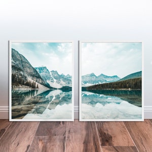 Set of 2 Prints Lake Art Mountains Print Nature Wall Art Gallery Wall ...