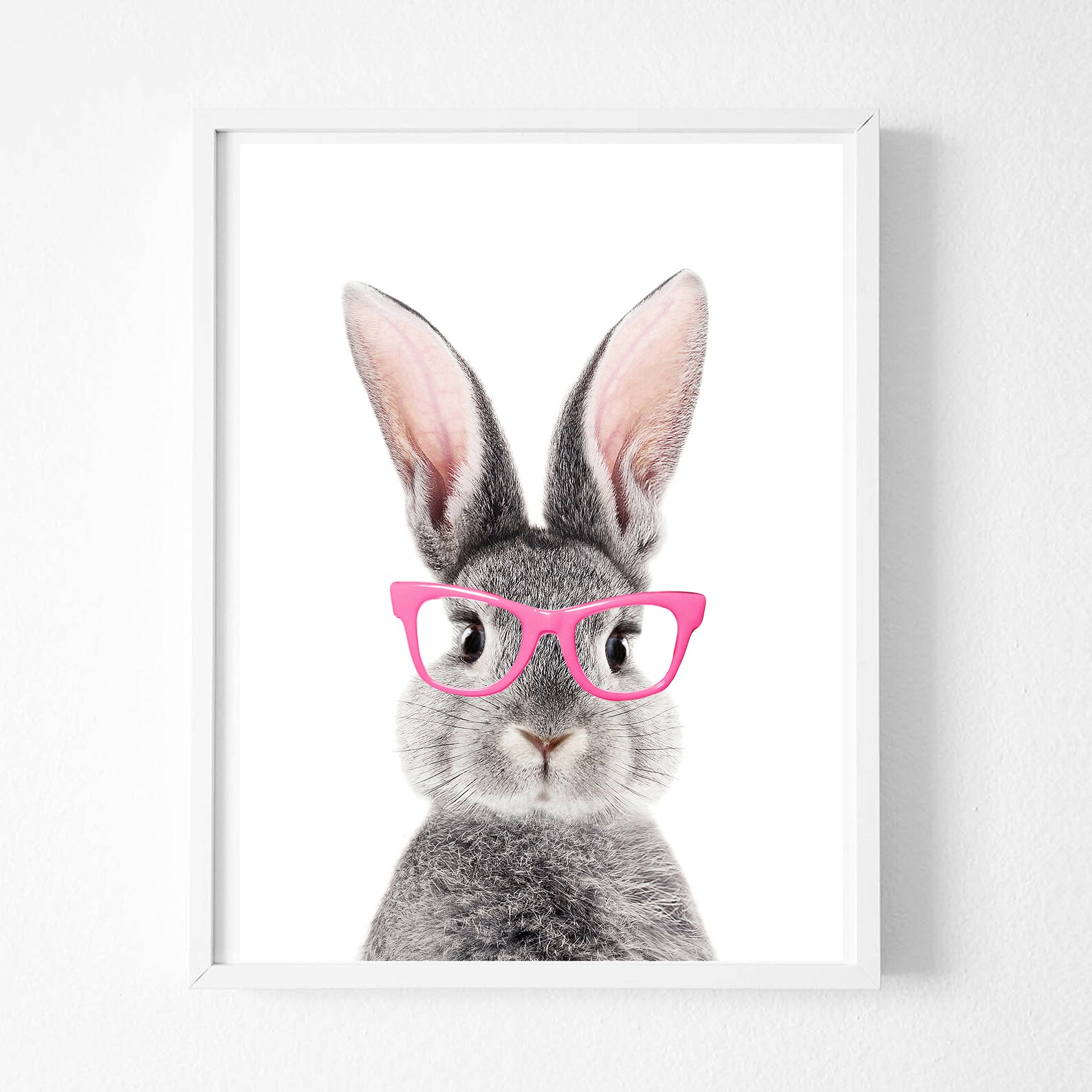 Bunny Glasses Print Baby Nursery Wall Art Rabbit Art Bunny Etsy