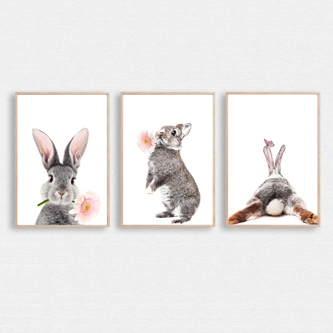 Kunstdruck „Niedlicher Hase“ A4 – Aquarell Grau, Auf Mattem Fotopapier 230g/m², Ungerahmt