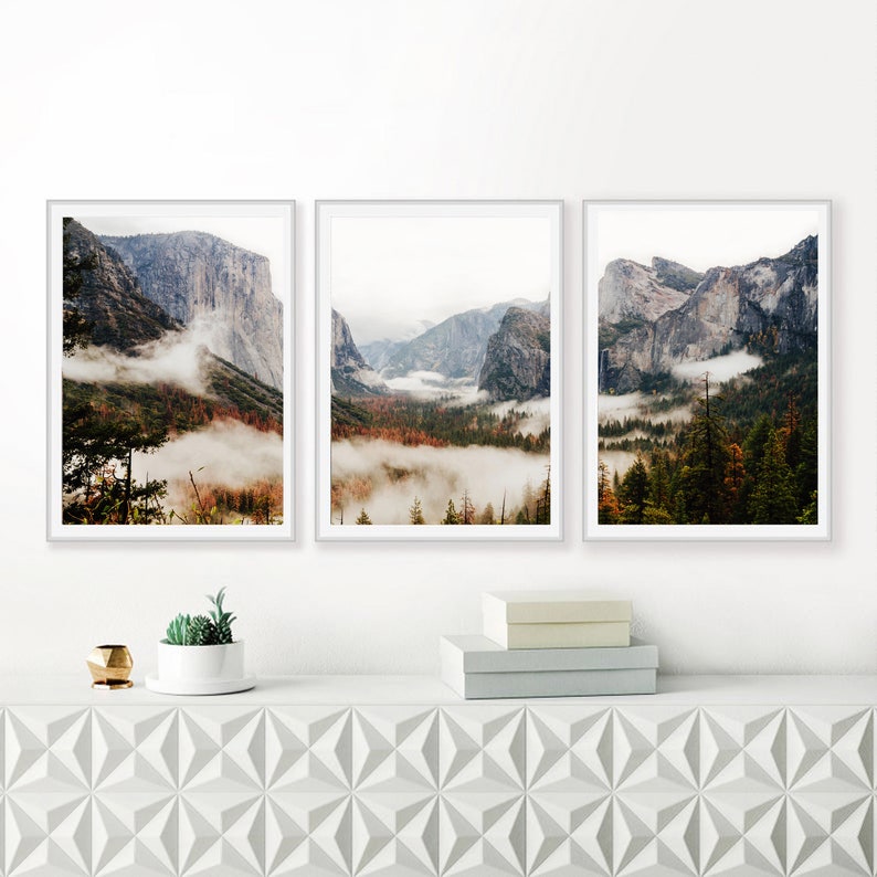 Yosemite 3 Piece Wall Art Mountain Canvas Gallery Wall Set Etsy