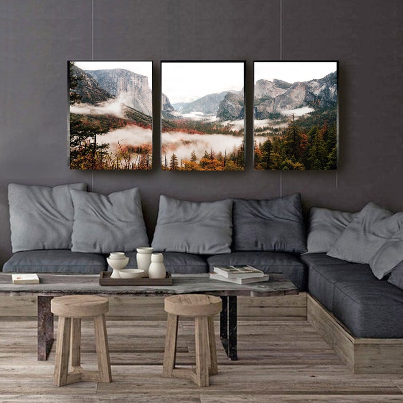 Yosemite Valley Triptych. US National Park Wall Art Prints main image 0