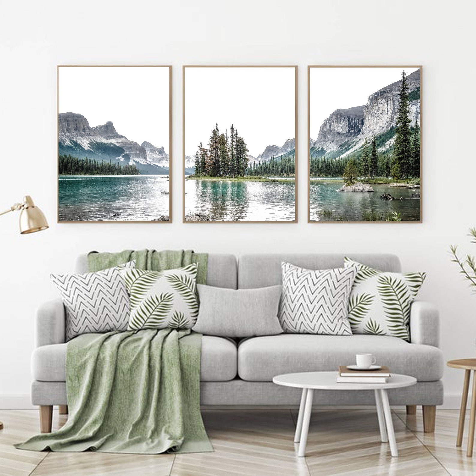 3 Piece Wall Art Mountain Lake Canvas Triptych Nature Wall Art Etsy