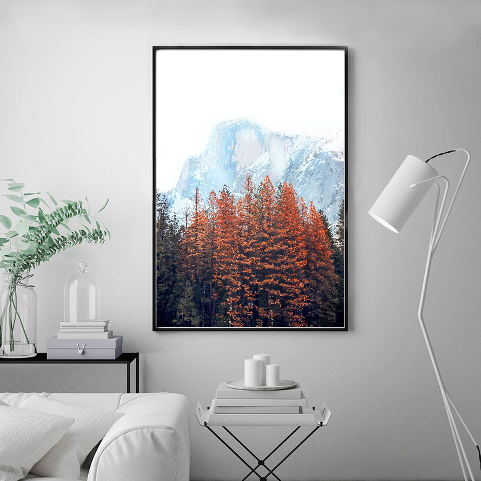 Misty Mountain Wall Art Digital Print Autumn Tree Large Wall Etsy