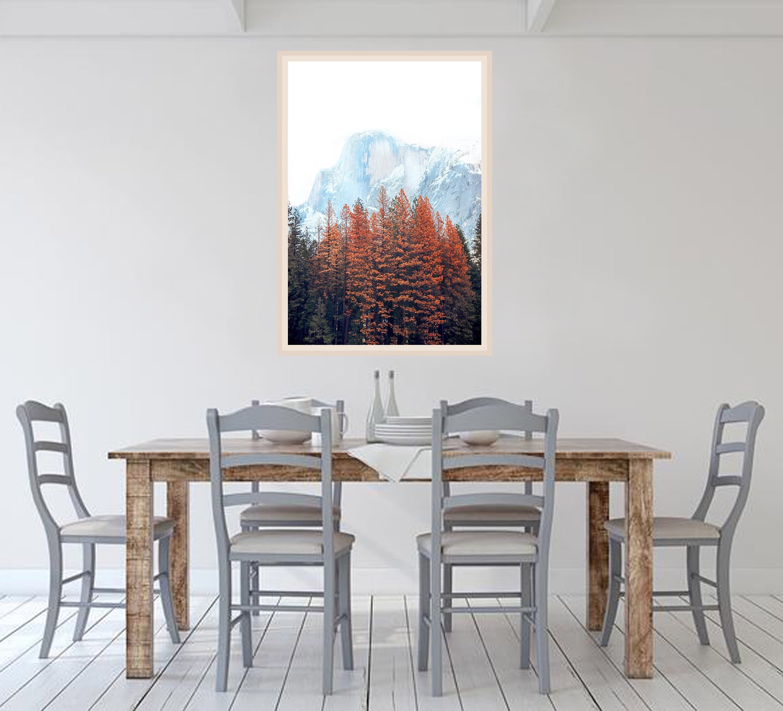 Misty Mountain Wall Art Digital Print Autumn Tree Large Wall Etsy