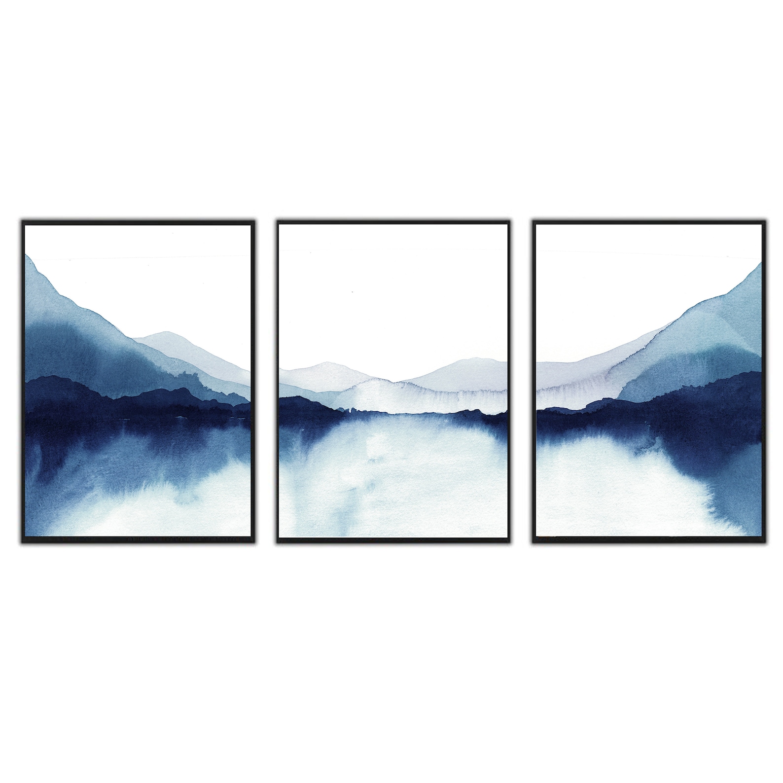 3 Piece Wall Art Mountain Print Lake Triptych Mountain Wall Etsy