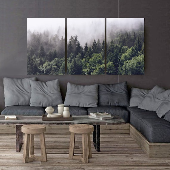 3 Piece Wall Art Misty Forest Canvas Nature Wall Art Forest - Etsy