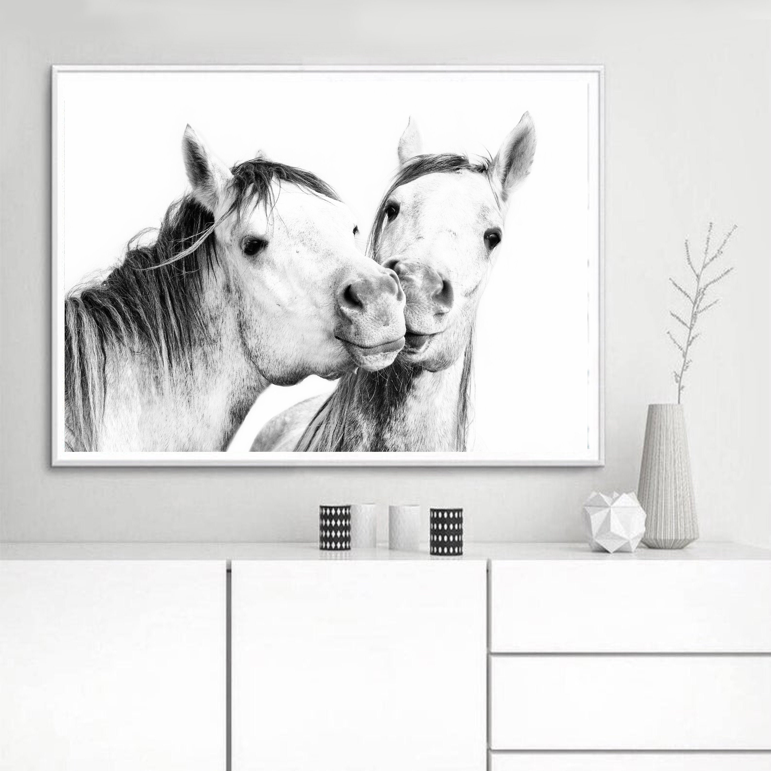 Horse Art Equestrian Wall Art Bedroom Decor White Horse Two Etsy