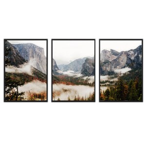 Yosemite Art Set of 3 Prints Nature Large Art Mountains Print Autumn Landscape Digital Download Art, 24x36 Print Scandinavian Print Fall Art