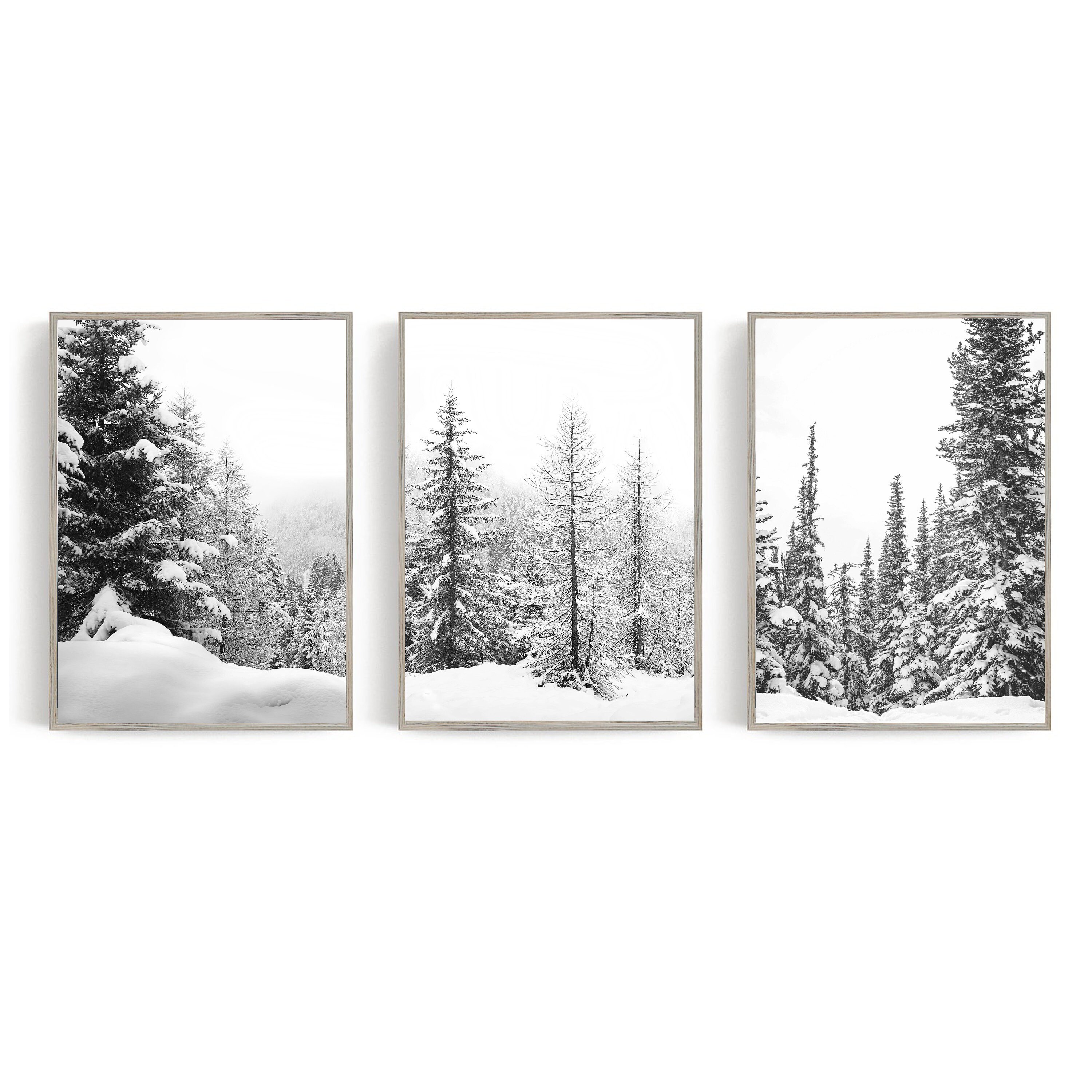Nature 3 Piece Wall Art Forest Print Gallery Wall Set Winter | Etsy