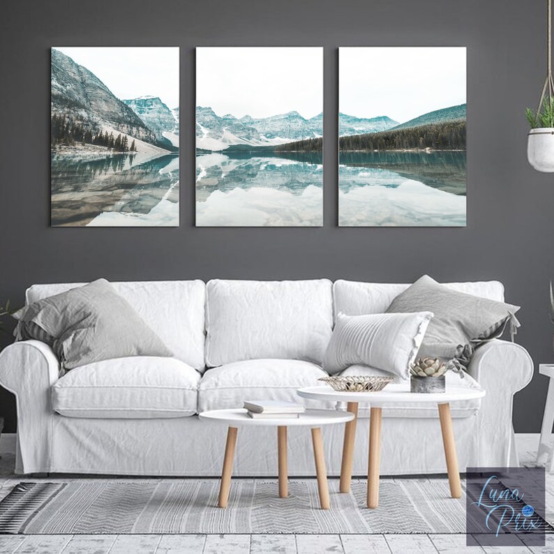 Lake 3 Piece Wall Art Mountains Print Triptych Wall Art Canvas - Etsy