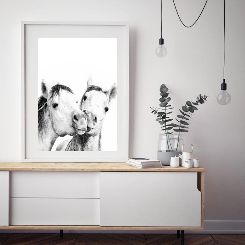 Horse Art Equestrian Wall Art Bedroom Decor White Horse Two Etsy