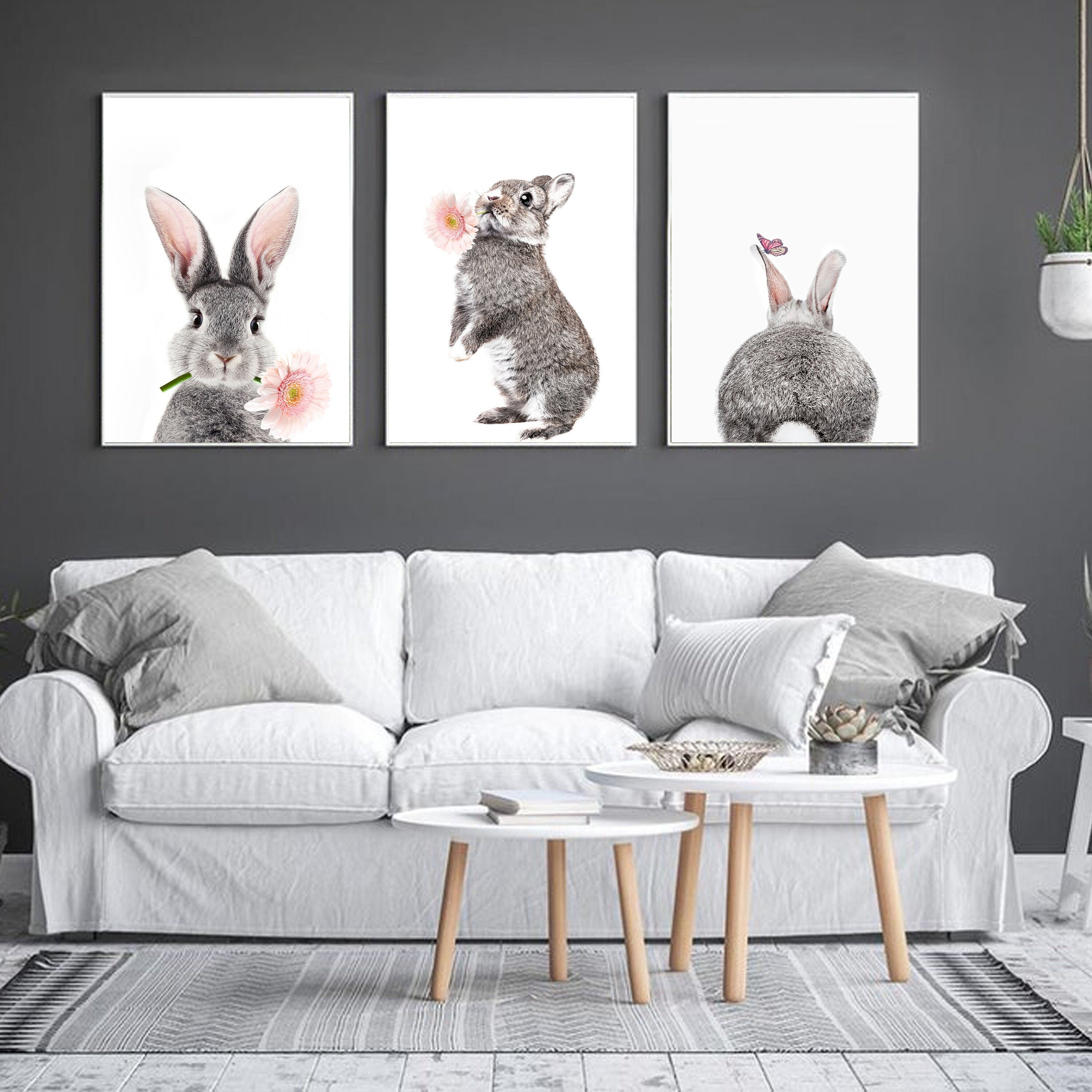 3 Piece Wall Art Bunny Nursery Bunny Rabbit Art Canvas Print Etsy
