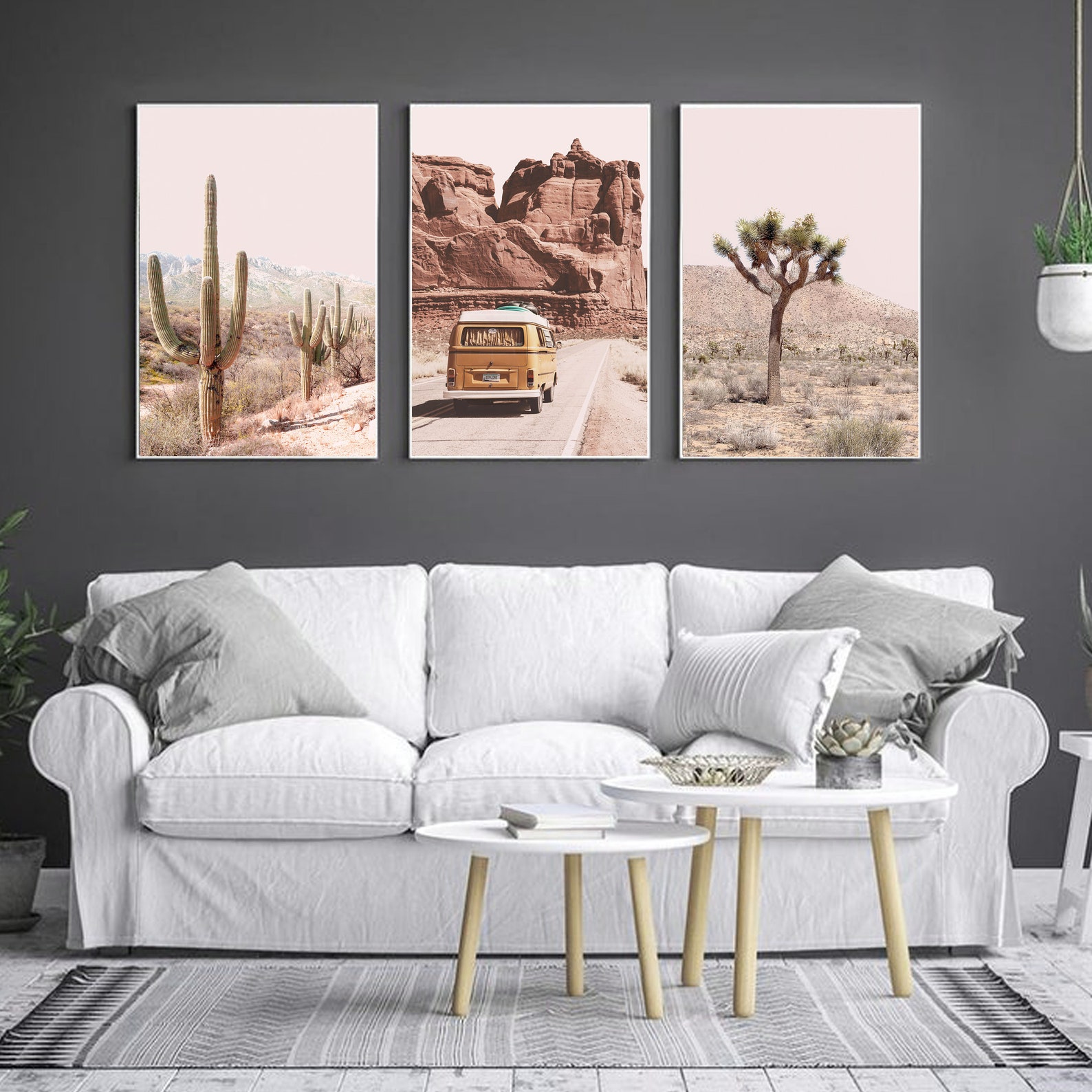 Desert Cactus Wall Art Landscape Triptych 24x36 Print 3 Piece | Etsy