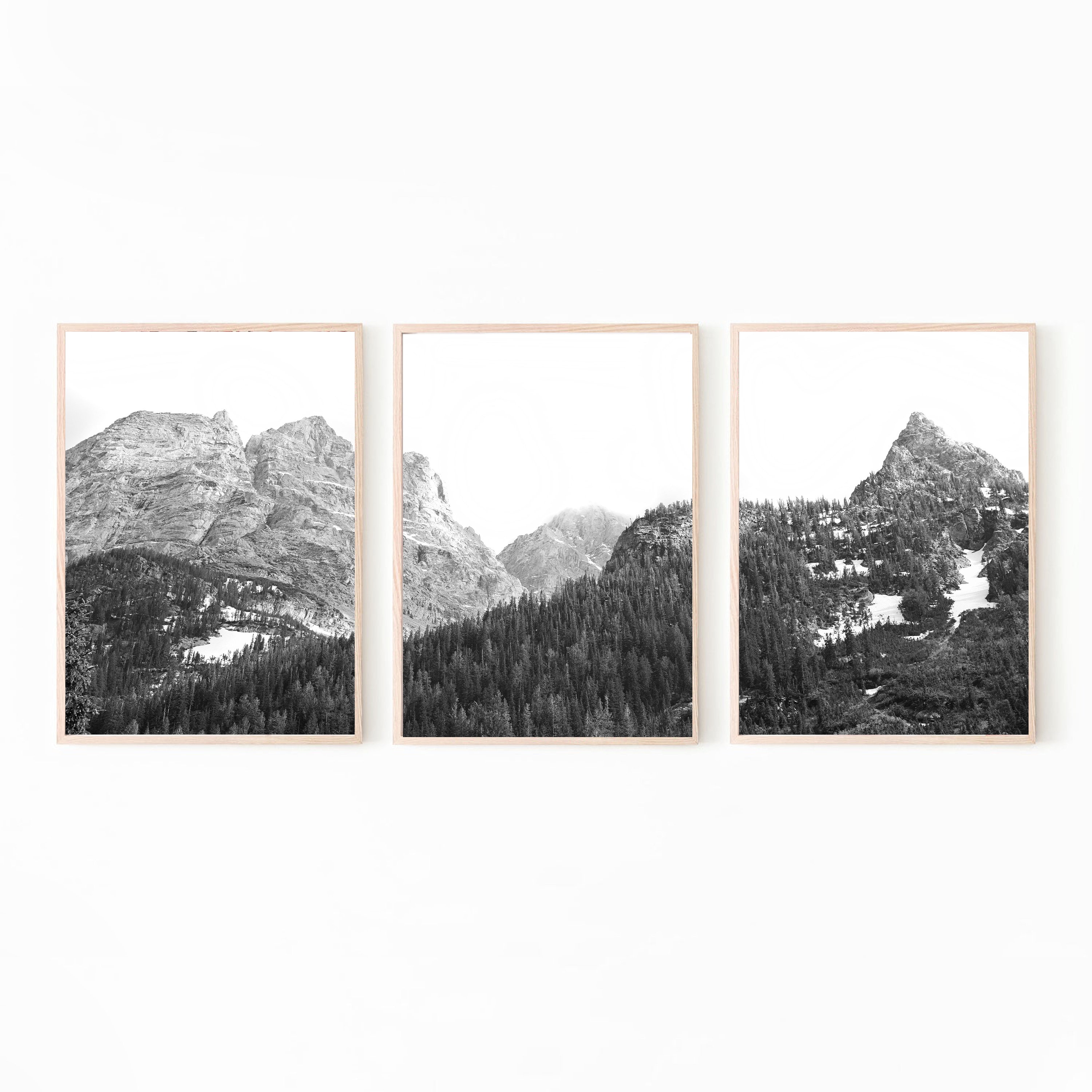 3 Piece Wall Art Set Grand Teton Mountain Print Gallery Wall Etsy