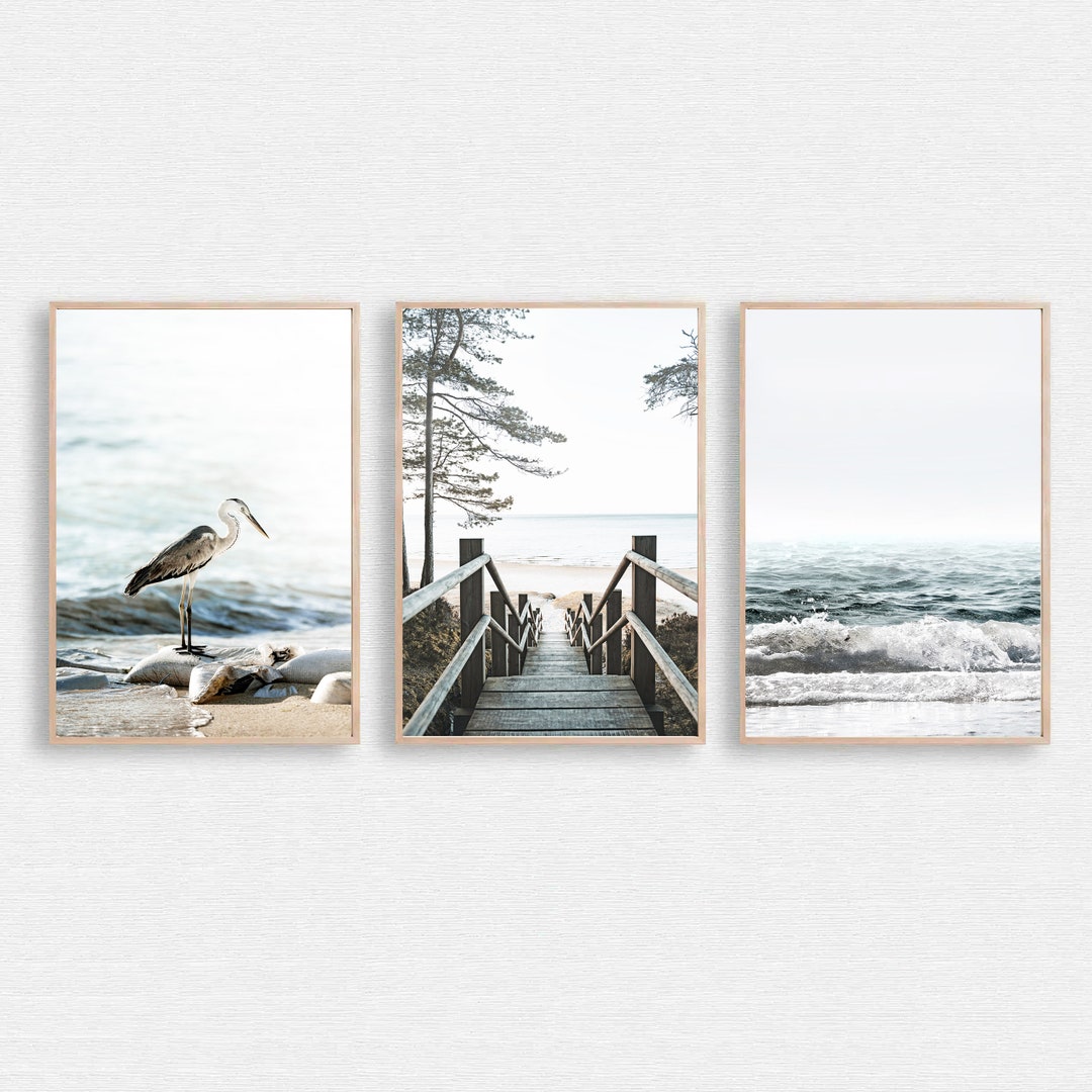 Sea 3 Piece Wall Art, Sea Beach Print, Nature Wall Art, Sea Triptych ...