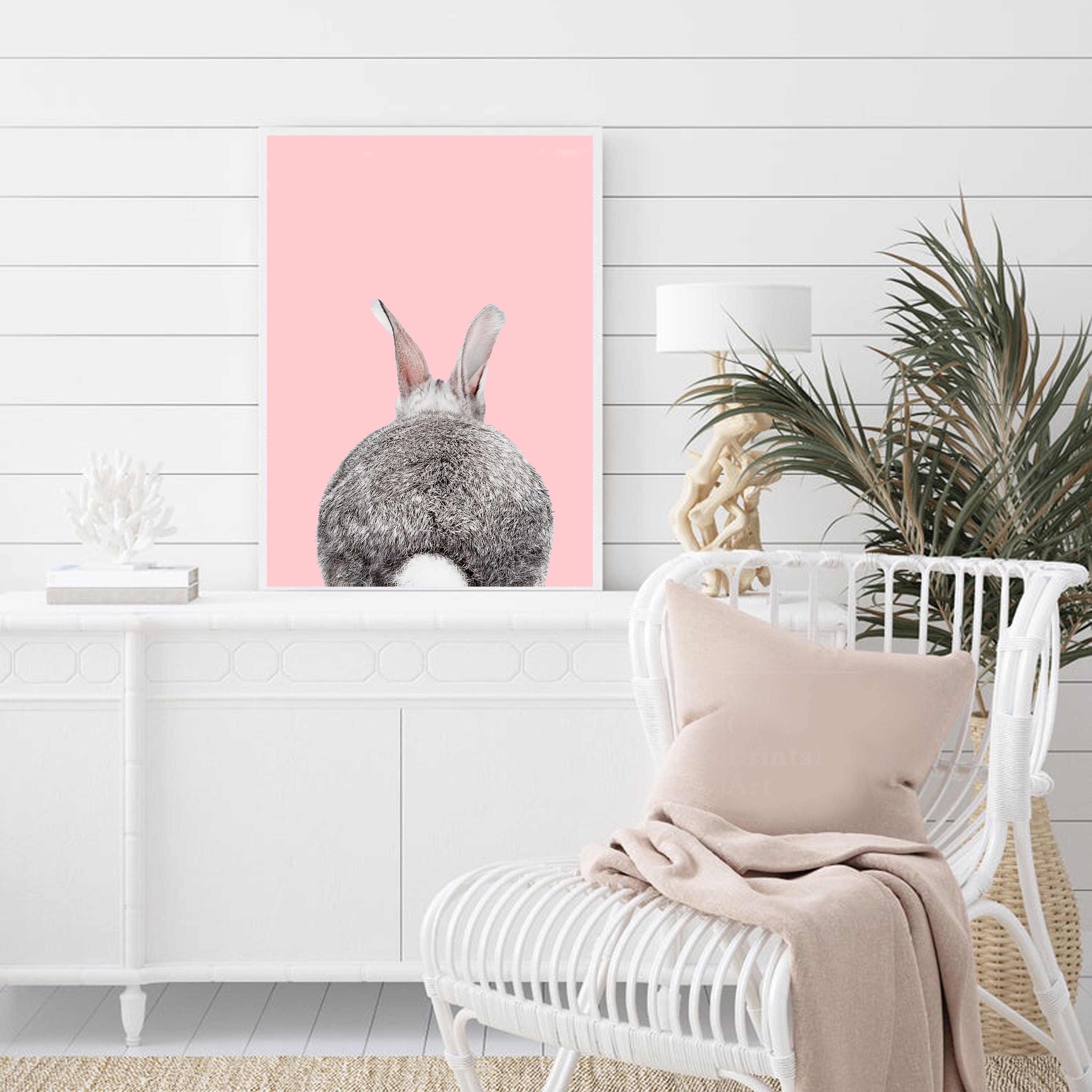 Pink Bunny Wall Decor Rabbit Art Bunny Print Bunny Art Baby Etsy