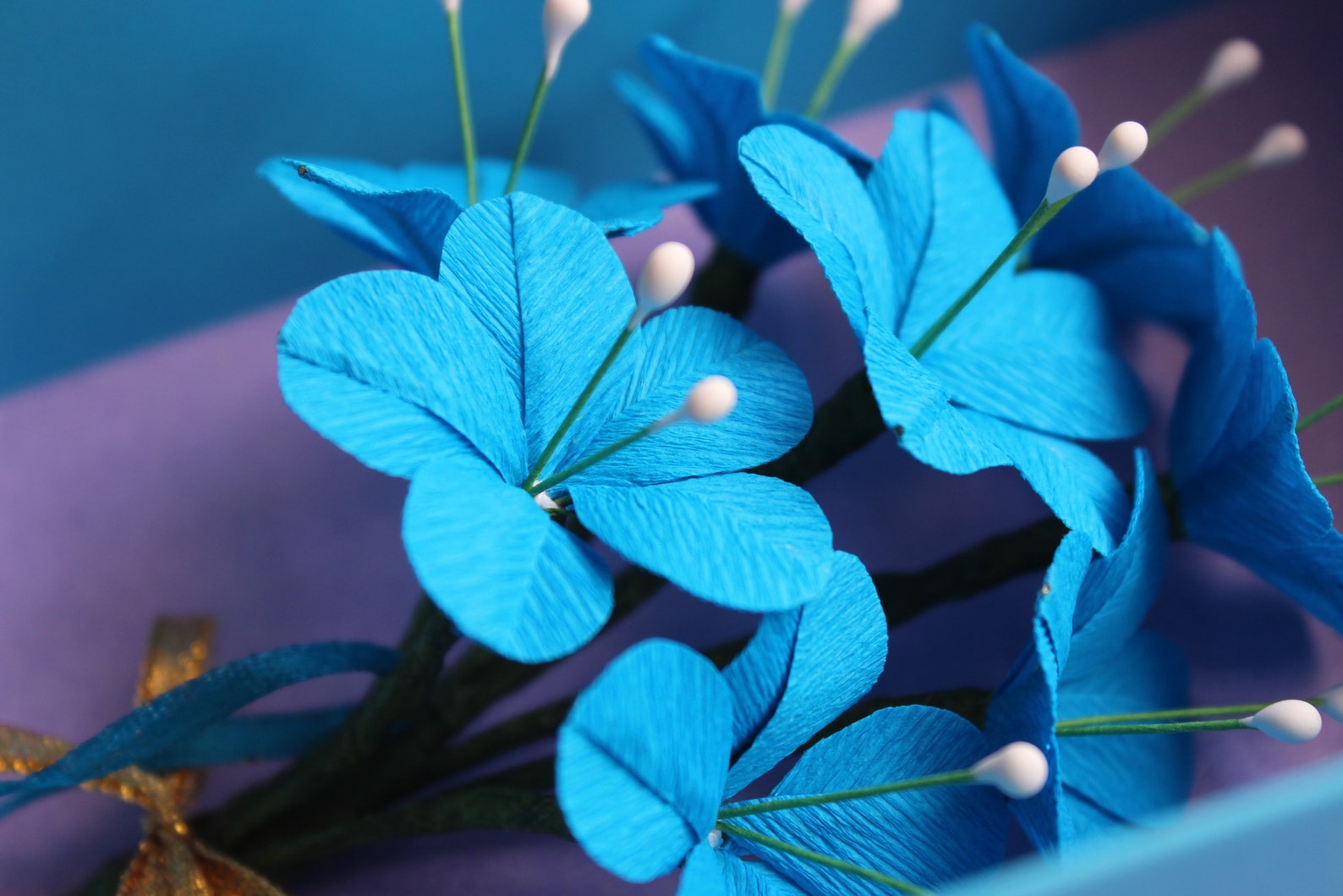 Personalized Blue Paper Flower Box for Gifting Christmas Etsy