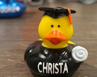 Graduation Rubber Duck, Rubber Duck Graduate, College Grad Gift, Graduation Duck with Name, Custom Graduation Duck, Rubber Duck Graduation