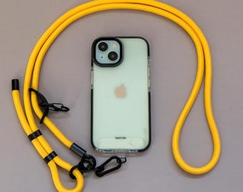 Verstellbarer Handygurt Gelb | Universelles Schlüsselband/Lanyard | Kordel Schnur Schlaufe | Umhängeband | Hände frei | Anti-Diebstahl