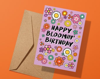 Floral Happy Blooming Birthday Greeting Card | Flowers | Cute Card | Card for Her | Occasion Card | Birthday Card | Celebration