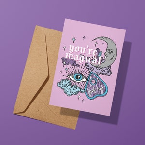 Tarjeta de felicitación de You're Magical Witch / Tarjeta del Día de San Valentín / Tarjeta de aniversario / Amor / Tarjeta de cumpleaños / Tema de bruja / Mal de ojo / Luna