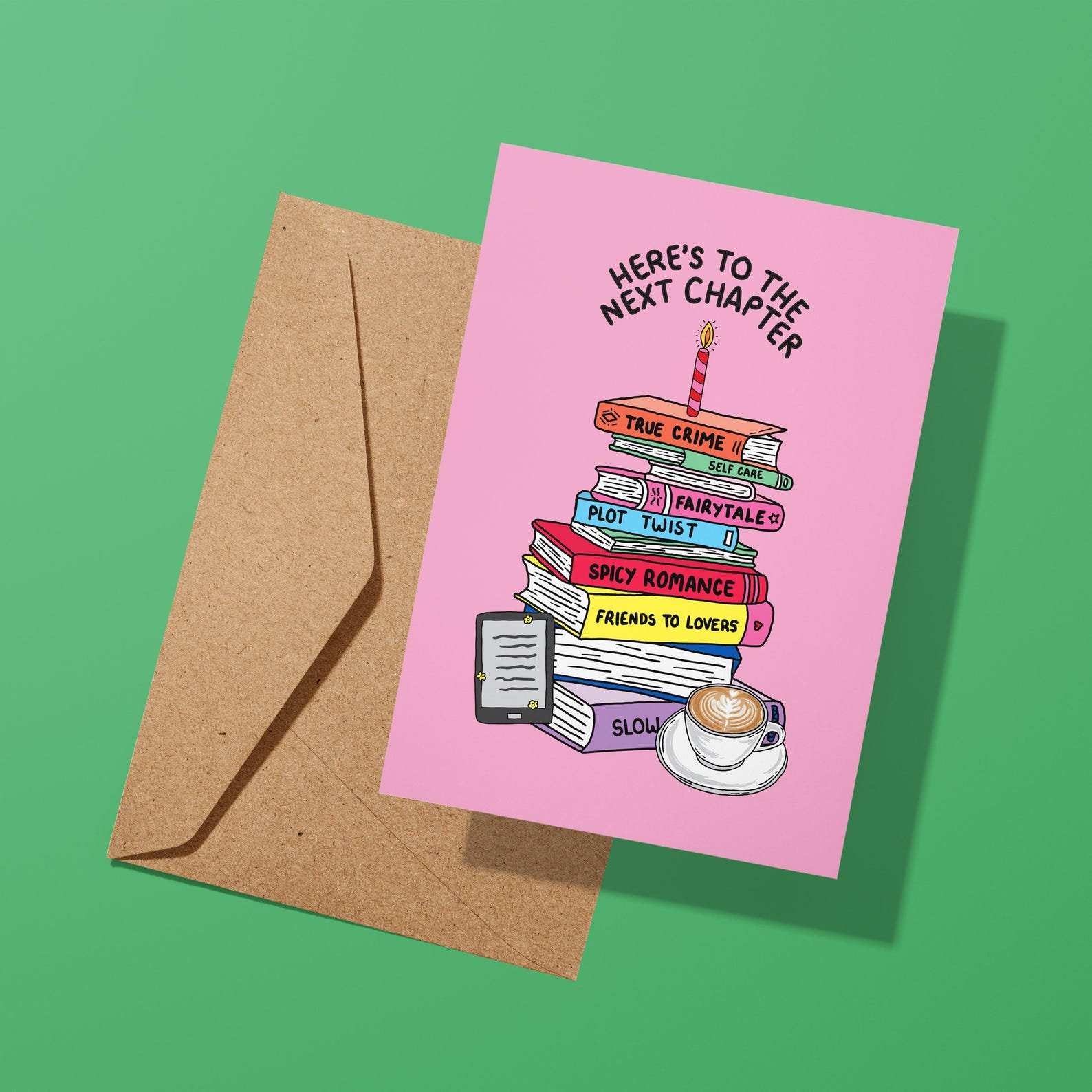 Book Themed Birthday Greeting Card | Hand Drawn | Book Club | Reading ...