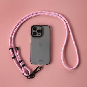 Pink Blue Stripe Phone Adjustable Strap | Universal Crossbody Lanyard | Rope Cord Strap | Neck Strap | Hands Free | Anti Theft