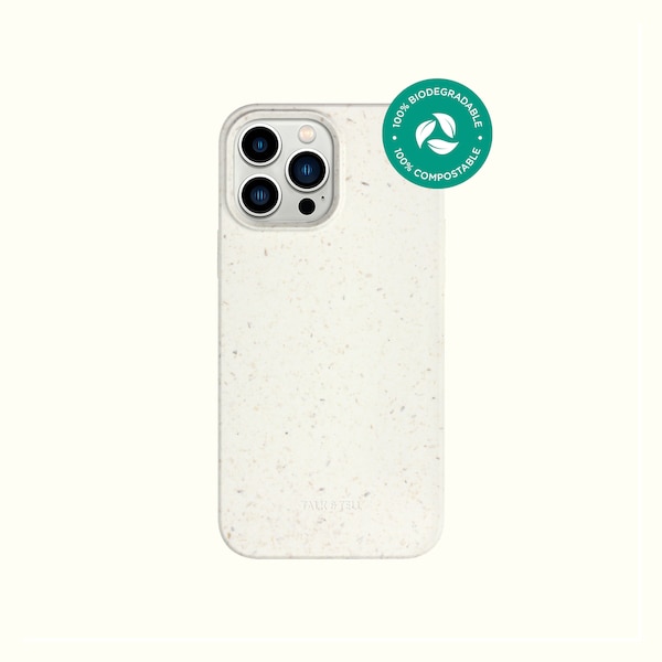 Coque iPhone biodégradable | Blanc cassé | beige Respectueux de l’environnement | | décomposable | 100% biodégradable Fabriqué à partir de plantes