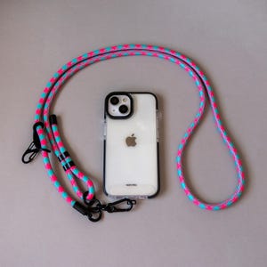 Pink Turquoise Adjustable Phone Strap | Universal Crossbody Lanyard | Rope Cord Strap | Neck Strap | Hands Free | Anti Theft