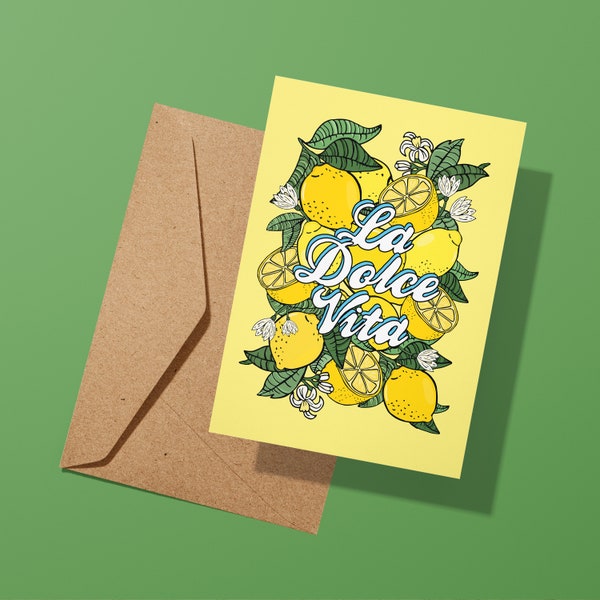 La Dolce Vita Lemon Greeting Card | Birthday Card | Anniversary | Travel | Celebration | Wedding | Italy Italian | Amalfi Coast | Sweet Life