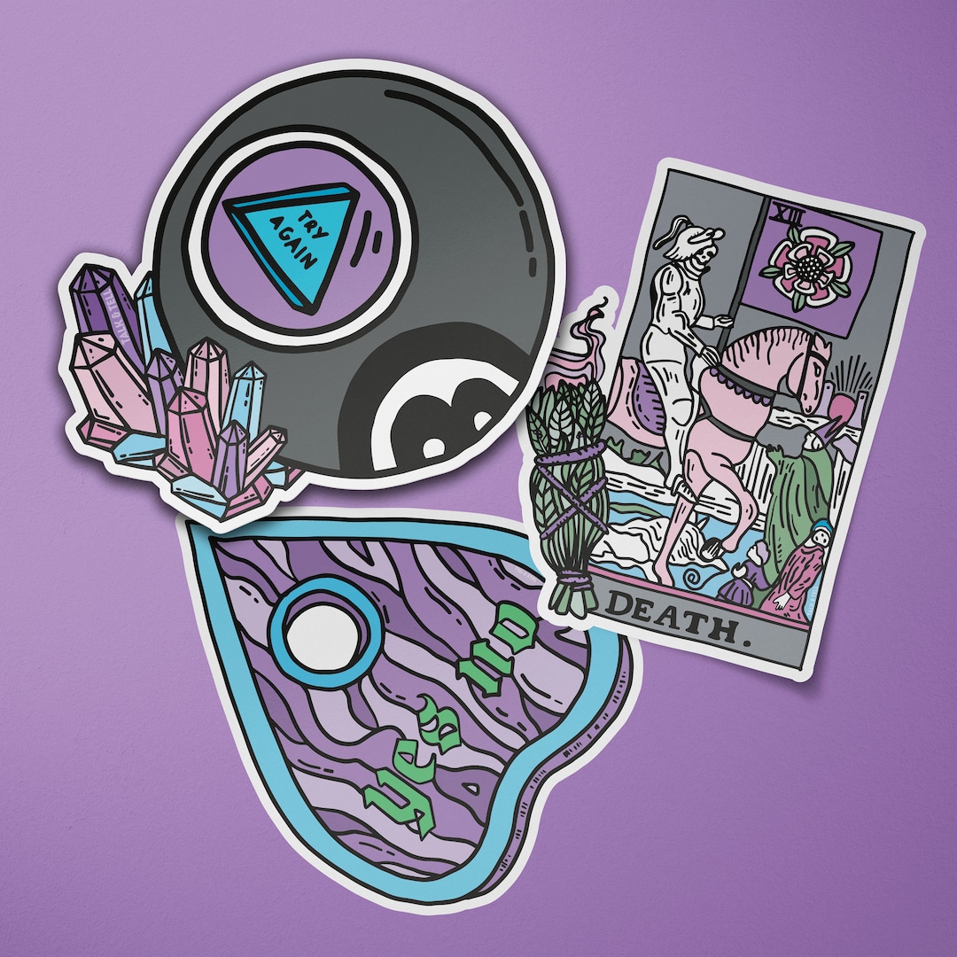 Witch Themed Vinyl Sticker Set | Ouija | 8 Ball | Tarot Card | Crystals ...