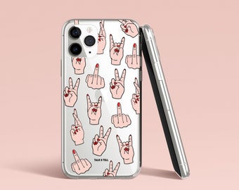 Hand Finger Gestures iPhone Case | Peace Sign | Middle Finger | Hands | Gestures