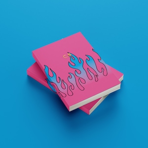 Custom Personalised Pink Flame A5 Notebook Journal Metallic Foil