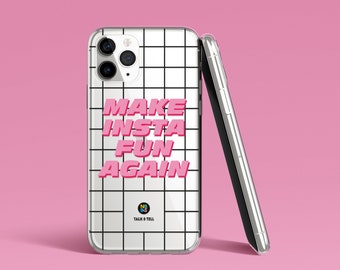 Make Instagram Fun Again Quote iPhone Case | Minimalist | Grid Pattern | Social Media