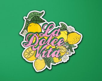 Sticker La dolce vita-citroenen | Italië Italiaans | Amalfikust | Laptopsticker | Sticker bagagekoffer